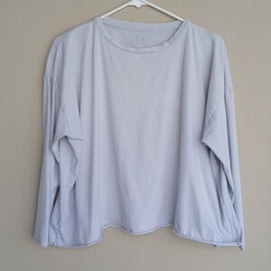 Planet by Lauren G 100% Pima Cotton Women's Light Gray Boxy Tee